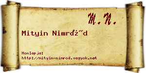 Mityin Nimród névjegykártya